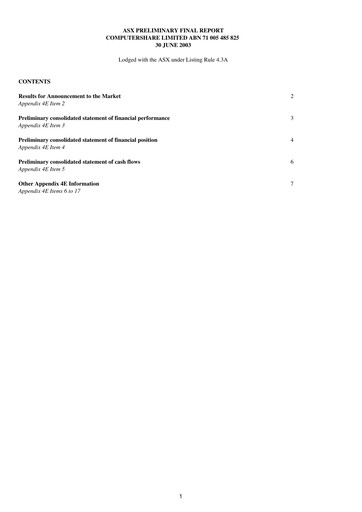 Thumbnail Computershare Financial Report fy2003