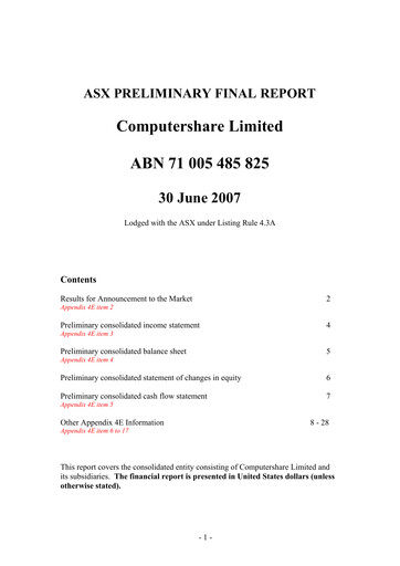 Thumbnail Computershare Financial Report fy2007