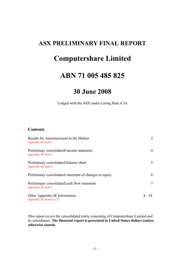 Thumbnail Computershare Financial Report fy2008