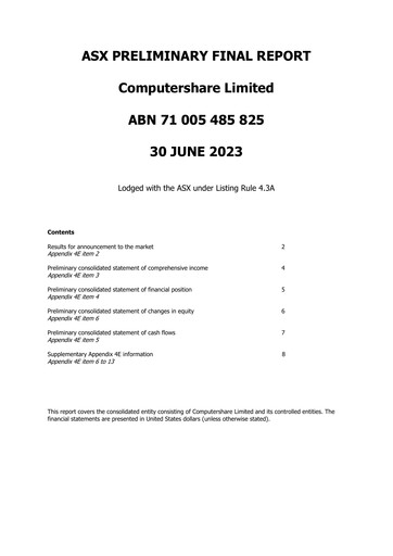 Thumbnail Computershare Financial Report fy2023