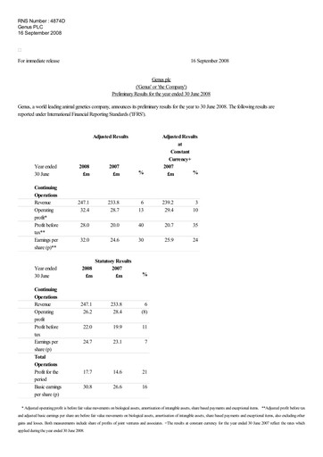 Thumbnail Genus Financial Report 2008