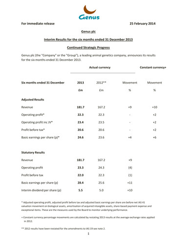 Thumbnail Genus Half-year Report 2014-h1