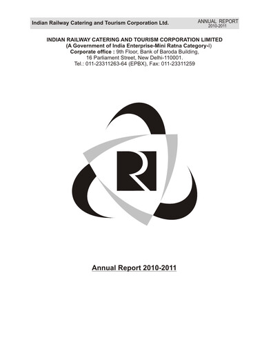 Thumbnail Indian Railway Catering & Tourism Annual Report 2010-2011