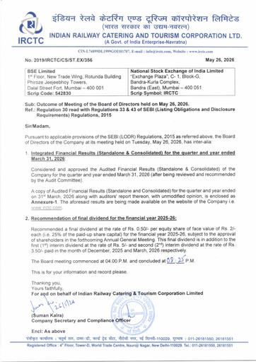 Thumbnail Indian Railway Catering & Tourism Financial Statement 2025-2026