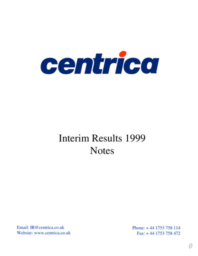 Thumbnail Centrica Half-year Report 1999-h1