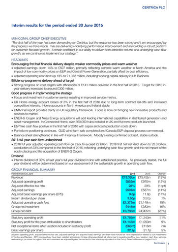 Thumbnail Centrica Half-year Report 2016-h1