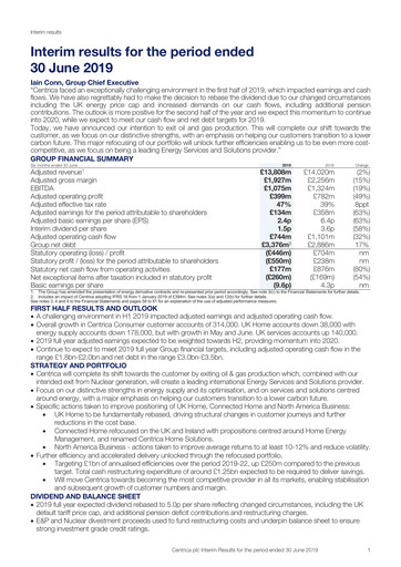 Thumbnail Centrica Half-year Report 2019-h1