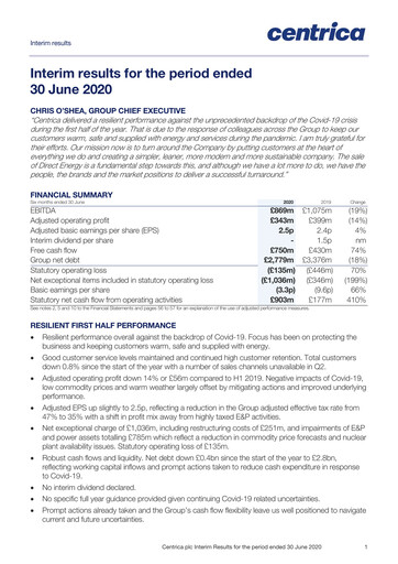 Thumbnail Centrica Half-year Report 2020-h1