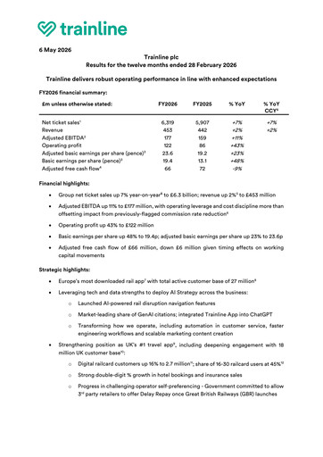 Thumbnail Trainline Financial Report 2026