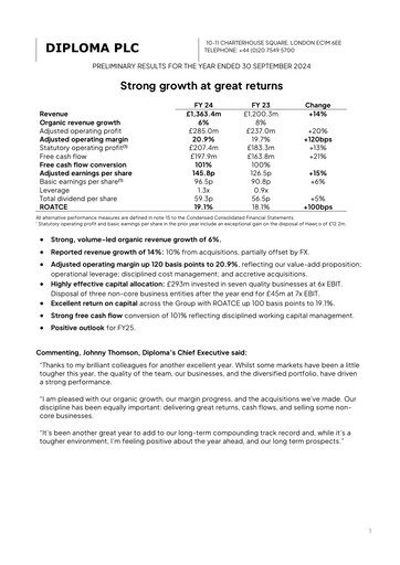 Vorschaubild Diploma plc Finanzbericht 2024