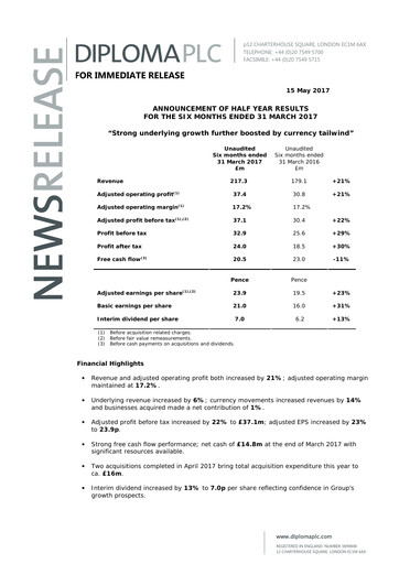Miniature Diploma plc Rapport semestriel 2017-h1