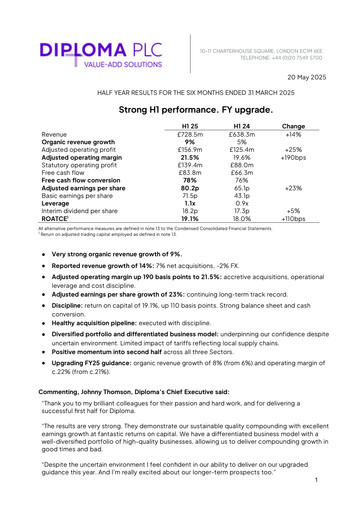 Miniature Diploma plc Rapport semestriel 2025-h1