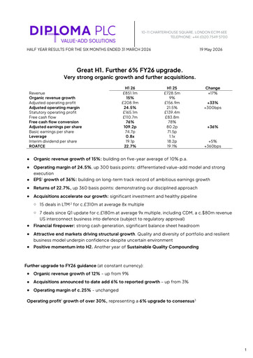 Thumbnail Diploma plc Half-year Report 2026-h1