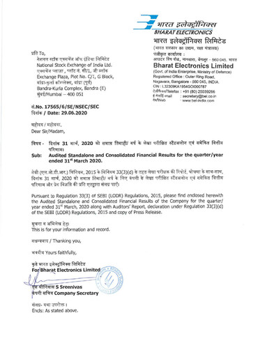 Thumbnail Bharat Electronics
 Financial Report 2019-2020