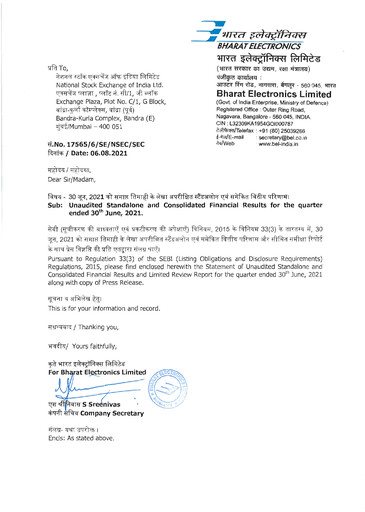 Thumbnail Bharat Electronics
 Quarterly Report 2021-q1