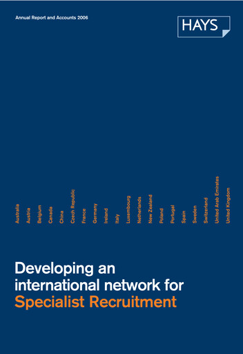 Thumbnail Hays plc Annual Report 2006