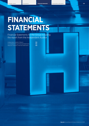 Thumbnail Hays plc Financial Statement 2020