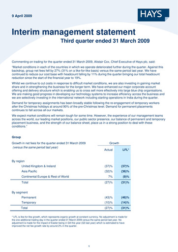 Miniature Hays plc Rapport trimestriel 2009-q3