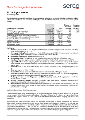 Thumbnail Serco Group Financial Report 2022