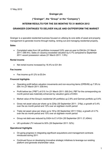 Thumbnail Grainger plc Half-year Report 2012-h1
