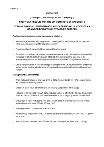 Thumbnail Grainger plc Half-year Report 2013-h1