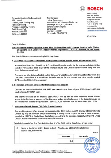 Thumbnail BOSCH India Quarterly Report 2023-q3