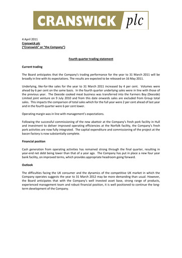 Thumbnail Cranswick Quarterly Report 2011-q4