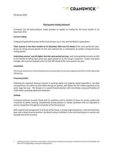 Thumbnail Cranswick Quarterly Report 2016-q3