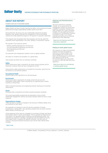 Thumbnail Balfour Beatty Sustainability Report 2007