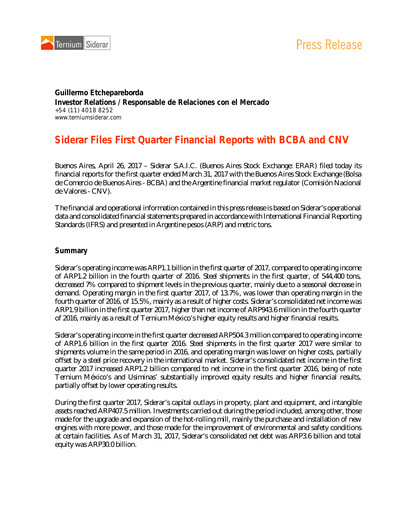Thumbnail Ternium Argentina Quarterly Report 2017-q1