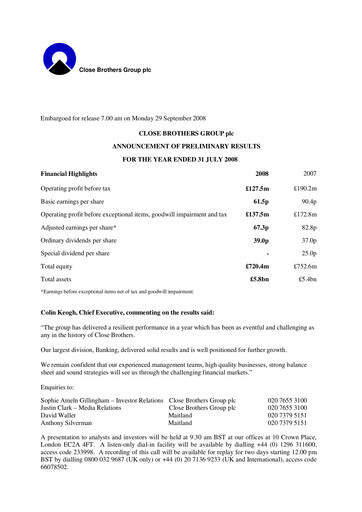 Thumbnail Close Brothers Group Financial Report 2008