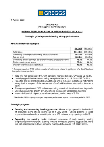 Thumbnail Greggs Half-year Report 2023-h1