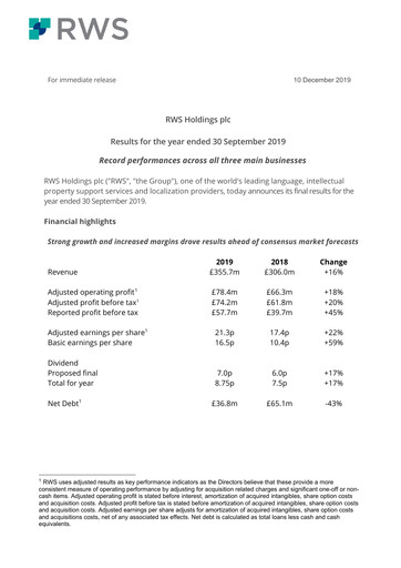 Thumbnail RWS Holdings Financial Report 2019