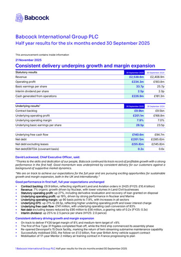 Thumbnail Babcock International Group Half-year Report 2025-h1