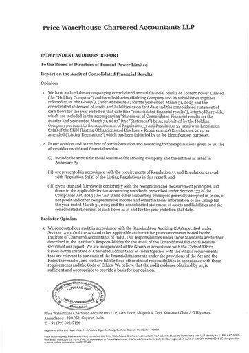 Thumbnail Torrent Power Financial Statement 2024-2025