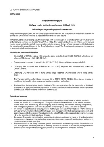 Thumbnail IntegraFin Half-year Report 2026-h1