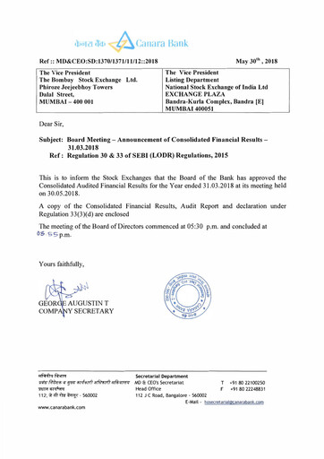 Thumbnail Canara Bank
 Financial Report 2018