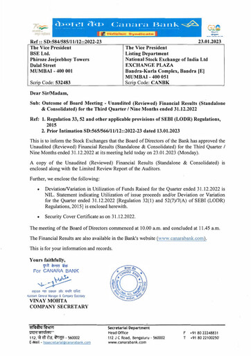 Thumbnail Canara Bank
 Quarterly Report 2022-q3