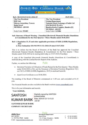 Thumbnail Canara Bank
 Quarterly Report 2024-q1