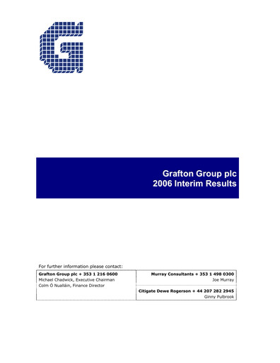 Thumbnail Grafton Group Half-year Report 2006-h1