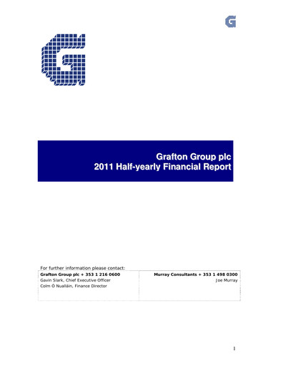 Thumbnail Grafton Group Half-year Report 2011-h1