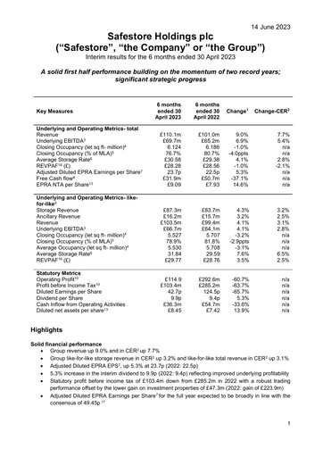 Miniature Safestore Rapport semestriel 2023-h1