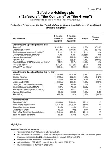 Miniature Safestore Rapport semestriel 2024-h1