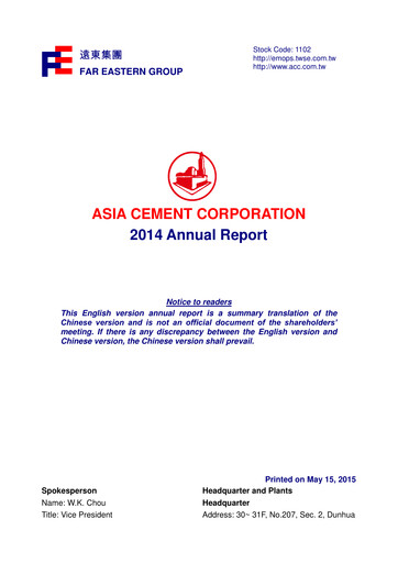 Thumbnail Asia Cement Annual Report 2014