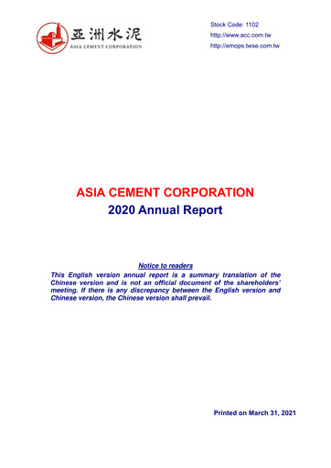 Thumbnail Asia Cement Annual Report 2020