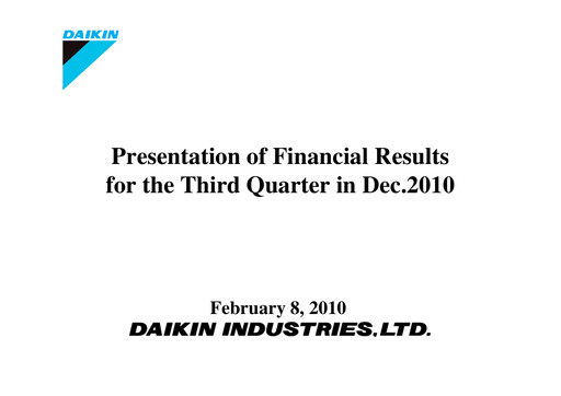 Thumbnail Daikin Quarterly Report 2010-q3