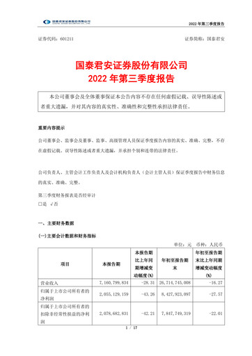 Thumbnail Guotai Junan Securities Quarterly Report 2022-q3