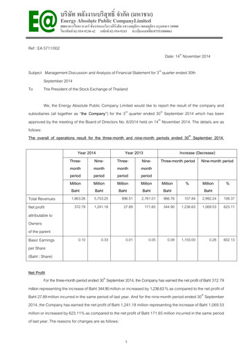 Thumbnail Energy Absolute Quarterly Report 2014-q3