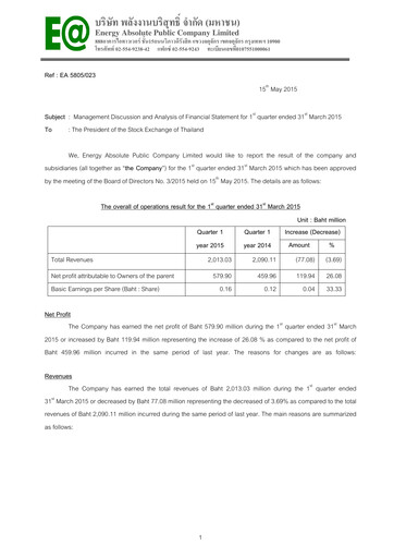 Thumbnail Energy Absolute Quarterly Report 2015-q1