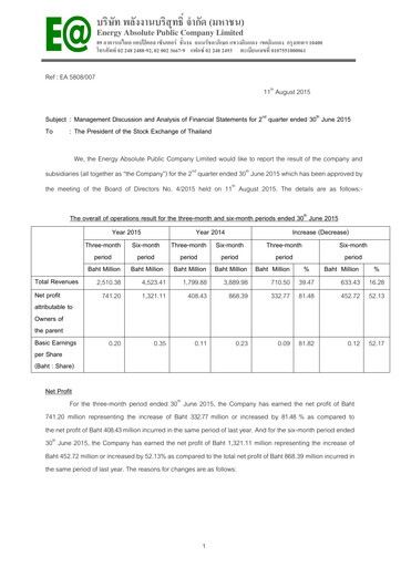Thumbnail Energy Absolute Quarterly Report 2015-q2